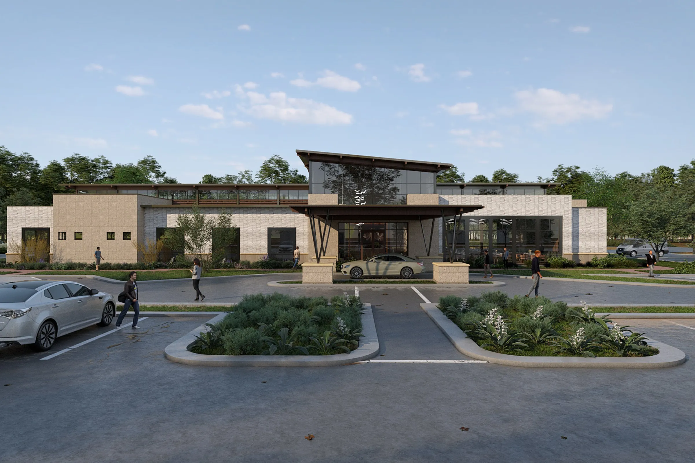 Stone Wood Retail Center — retail 3D rendering by Praxis Studio