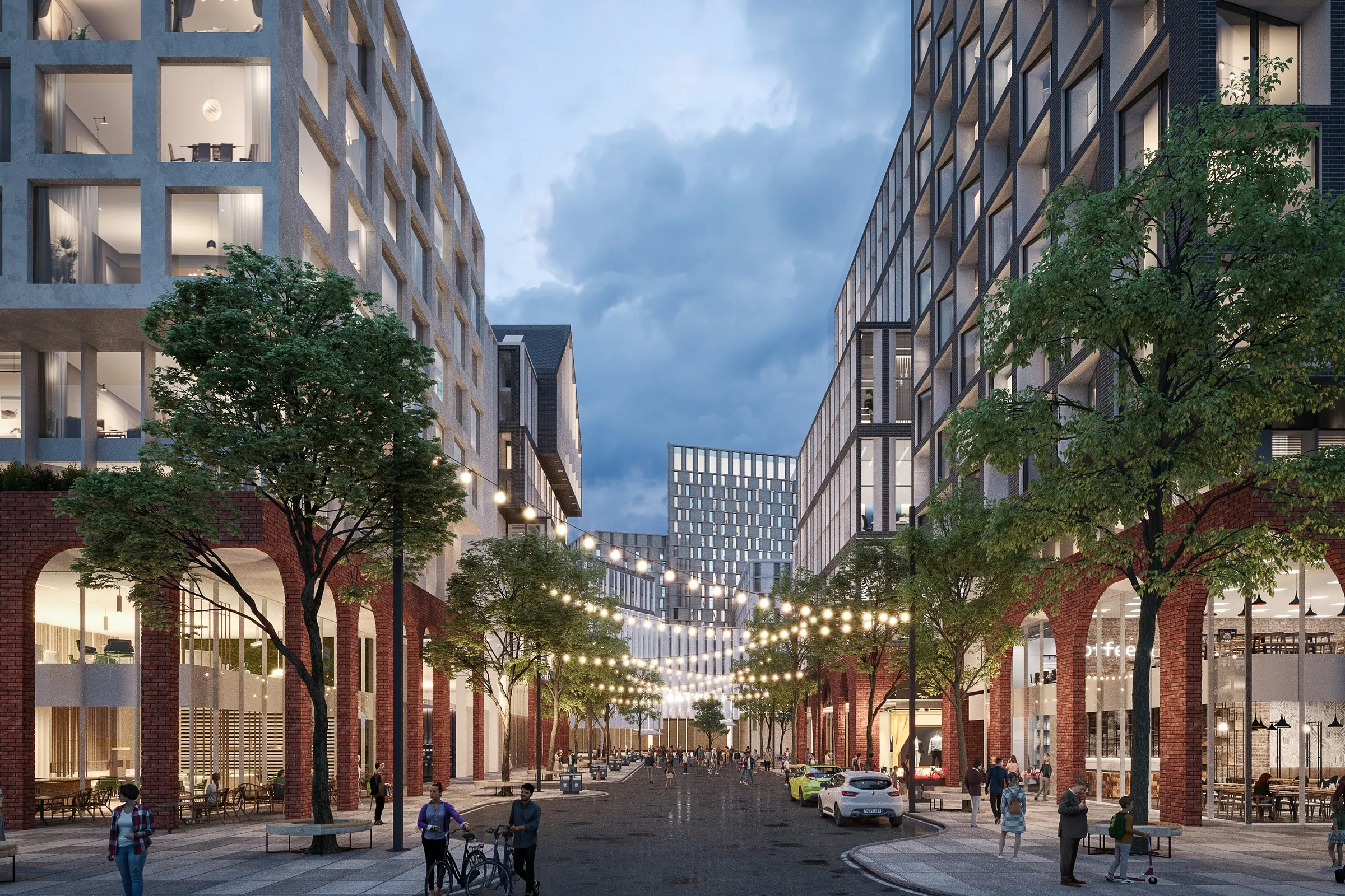 Urban Mixed Use Town Center — retail 3D rendering by Praxis Studio