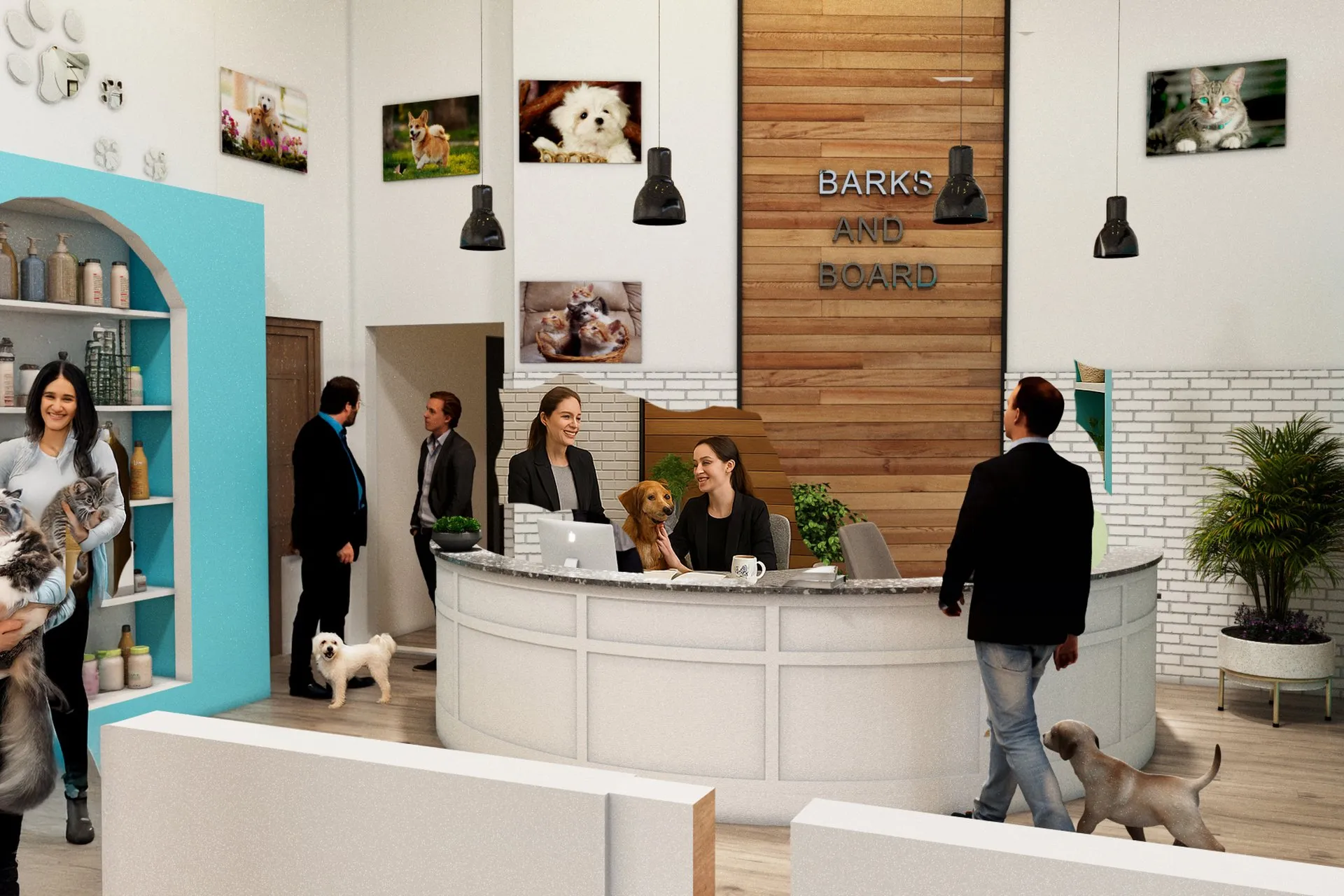 Barks and Board Pet Resort — Case Study — retail & showroom design visualization detail 7