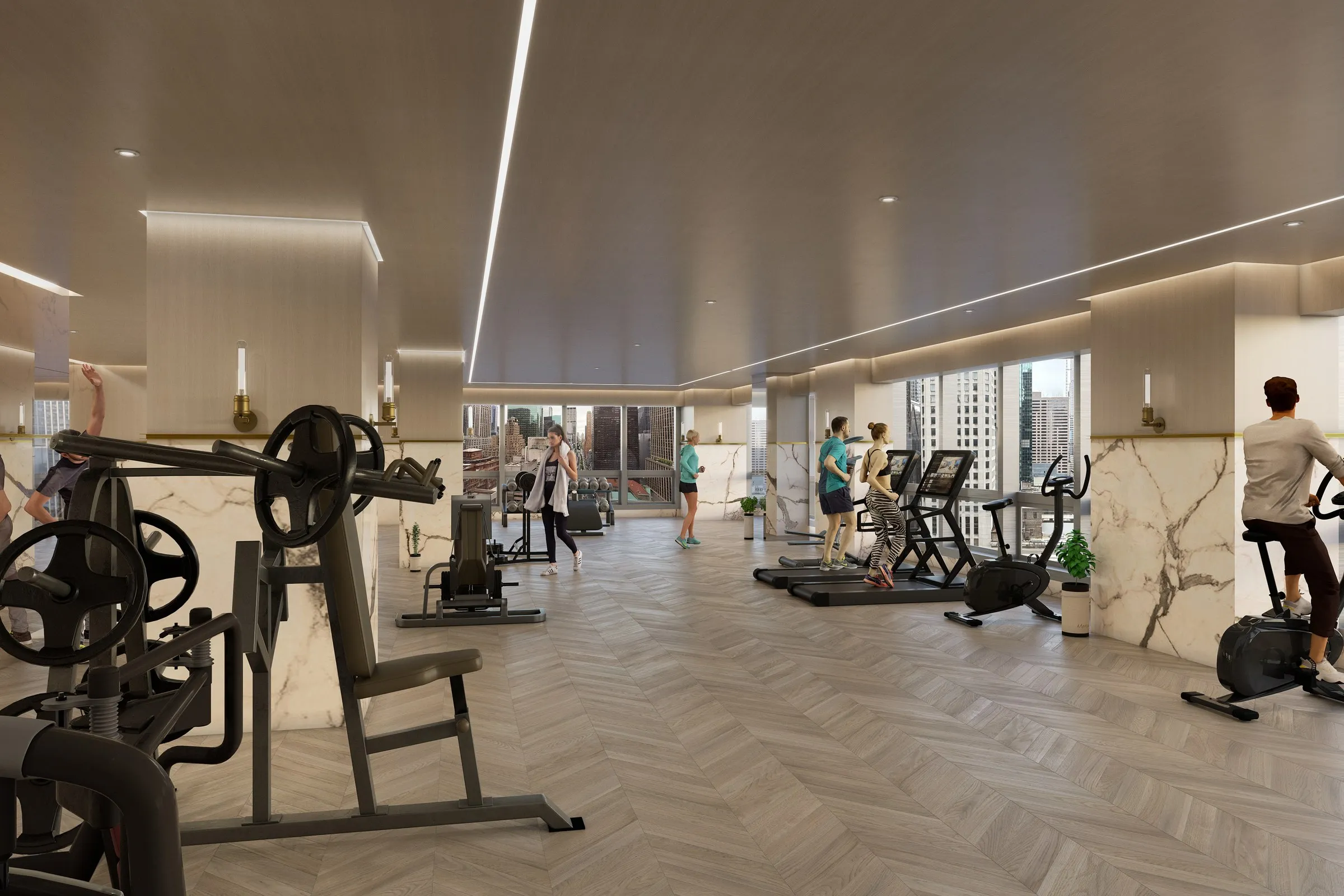 Luxury Highrise Gym — retail 3D rendering by Praxis Studio