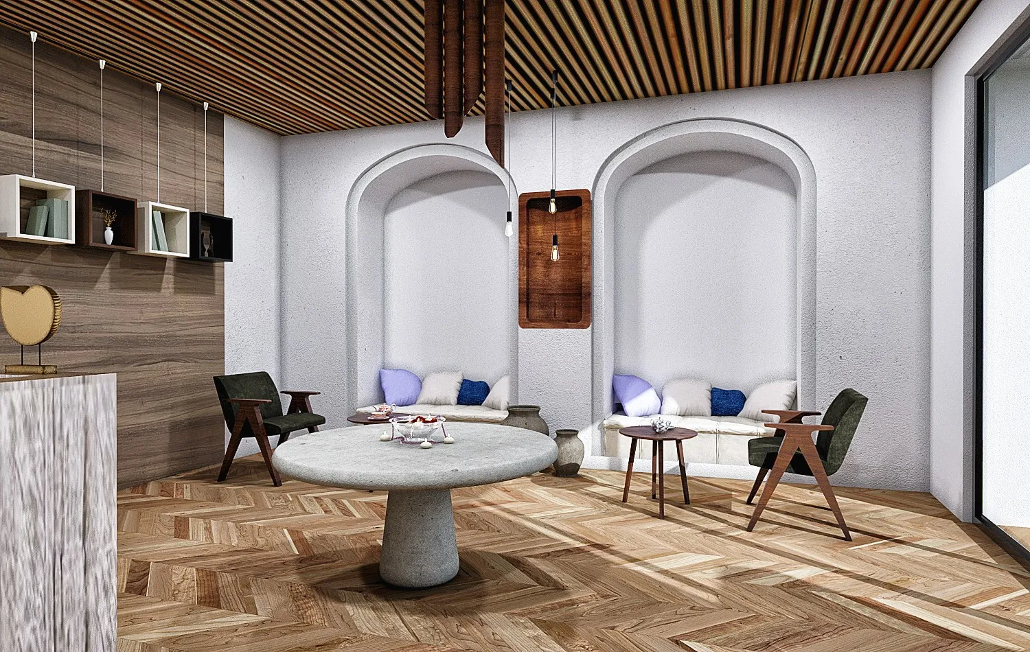 Mediterranean Spa Reception — retail 3D rendering by Praxis Studio