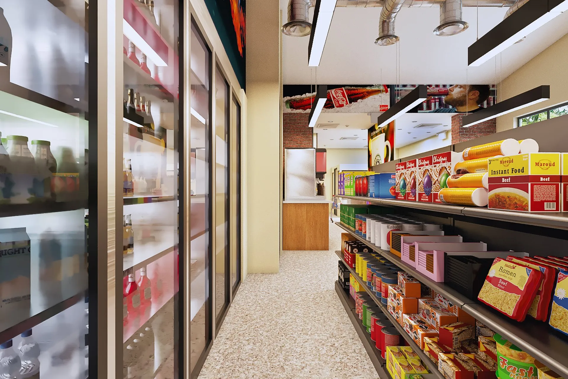 Modern Convenience Store — Case Study — retail & showroom design visualization detail 3