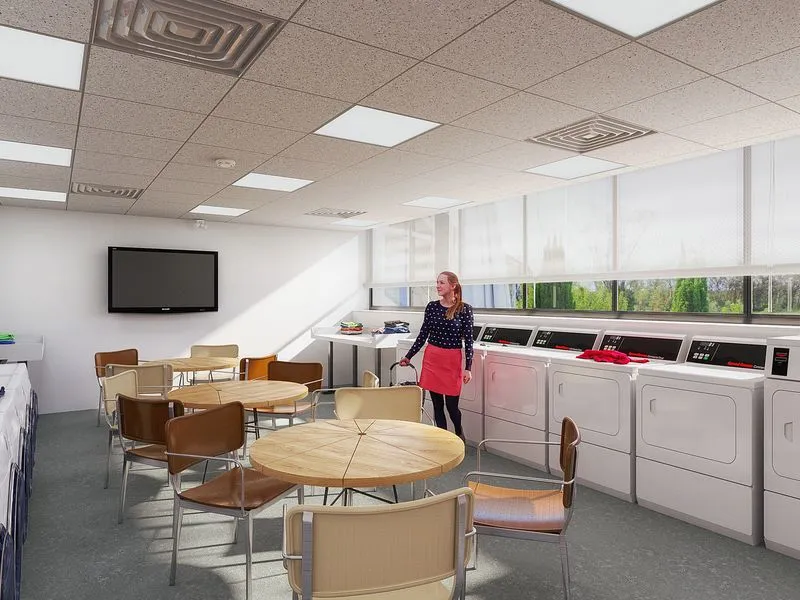 Modern Laundromat — retail 3D rendering